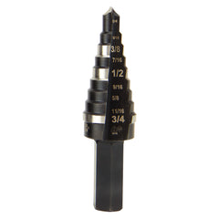 Step Drill Bit Double Fluted #3, 1/4 to 3/4-Inch, High Speed Steel - Double Flute, Klein Tools - Maple Electric Supply 