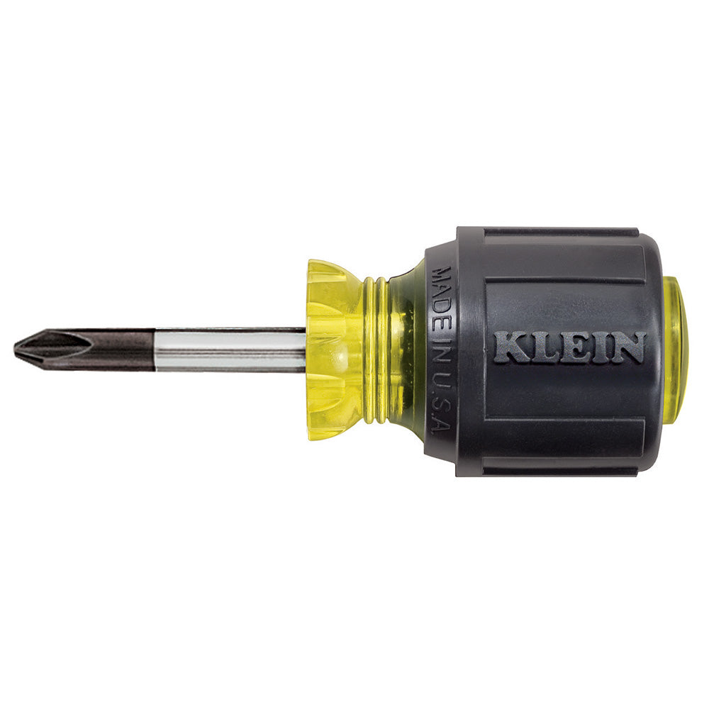 Stubby Screwdriver, #2 Phillips, 1-1/2-Inch Shank, Phillips-Tip (Round-Shank), Klein Tools - Maple Electric Supply 