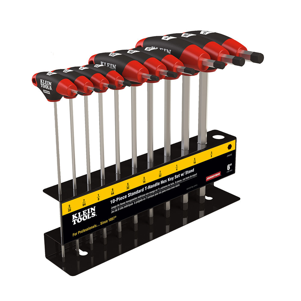 T-Handle Set with Stand, SAE, 9" Blade 10 Pc, T-Handle Hex-Keys - Inch, Klein Tools - Maple Electric Supply 