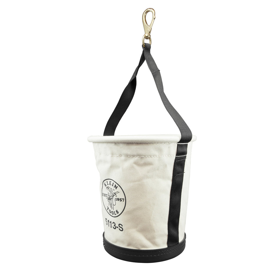 Tapered-Wall Bucket with Swivel Snap Hook, Canvas, Tapered Wall Buckets, Klein Tools - Maple Electric Supply 