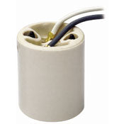 10085 White Glazed Porcelain Lampholder, 18GA XLP 9", 660W 250V, RESIDENTIAL, Leviton - Maple Electric Supply 