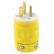 1433 Yellow Dustguard Plug 2-Pole 3-Wire 5-20P 20A 125V, C & I PLUGS AND CONNECTORS, Leviton - Maple Electric Supply 