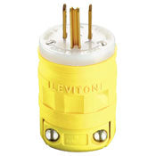 1447 Yellow Dustguard Plug, 2-Pole 3-Wire, 5-15P, 15A 125V, C & I PLUGS AND CONNECTORS, Leviton - Maple Electric Supply 