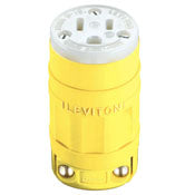 1547 Yellow Dustguard Connector - 2-Pole, 3-Wire, 5-15R, 15A/125V, C & I PLUGS AND CONNECTORS, Leviton - Maple Electric Supply 