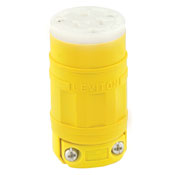 1548 Yellow Dustguard Connector, 2-Pole 3-Wire 20A 250V, 6-20R, C & I PLUGS AND CONNECTORS, Leviton - Maple Electric Supply 