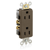 16242 Brown Duplex Decora Receptacle, 2-Pole 3-Wire, 15A 125V, COMMERCIAL RECEPTACLES, Leviton - Maple Electric Supply 