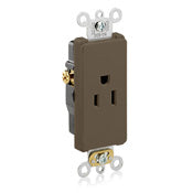 16251 Brown Decora Receptacle, Single 2-Pole 3-Wire, 15A 125V, 5-15R, COMMERCIAL RECEPTACLES, Leviton - Maple Electric Supply 