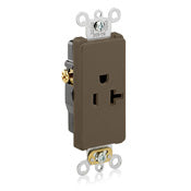 16341 Brown Decora Receptacle, Single 2-Pole, 3-Wire, 20A 125V, 5-20R, COMMERCIAL RECEPTACLES, Leviton - Maple Electric Supply 