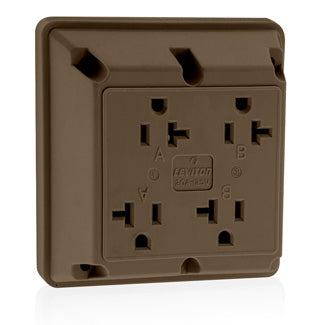 21254 Brown Receptacle 4-in-1, 2-Pole, 3-Wire, Grounding, 20A 125V, INDUSTRIAL RECEPTACLES, Leviton - Maple Electric Supply 