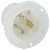 2315 White Inlet Flanged 2-Pole 3-Wire L5-20P 20A 125V, C & I PLUGS AND CONNECTORS, Leviton - Maple Electric Supply 