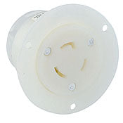 2316 White Flanged Outlet, 2-Pole, 3-Wire, L5-20R, 20A 125V