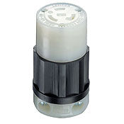 2323 Black Connector Locking 2-Pole 3-Wire L6-20R 20A 250V, C & I PLUGS AND CONNECTORS, Leviton - Maple Electric Supply 