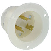 2335 White Inlet Flanged 2-Pole 3-Wire L7-20P 20A 277V AC, C & I PLUGS AND CONNECTORS, Leviton - Maple Electric Supply 