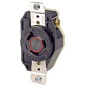 2340 Black Receptacle Locking, 2-Pole 3-Wire NEMA L8-20, 20A 480VAC, C & I PLUGS AND CONNECTORS, Leviton - Maple Electric Supply 