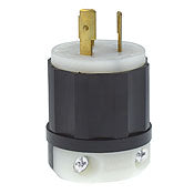 2361 Black Plug Locking 3-Pole 3-Wire L10-20P 20A 125/250V, C & I PLUGS AND CONNECTORS, Leviton - Maple Electric Supply 