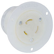 2366 White Outlet Flanged 3-Pole 3-Wire L10 20R 20A 125/250V, C & I PLUGS AND CONNECTORS, Leviton - Maple Electric Supply 