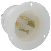 2415 White Inlet Flanged 3-Pole 4-Wire L14-20P 20A 125/250V, C & I PLUGS AND CONNECTORS, Leviton - Maple Electric Supply 