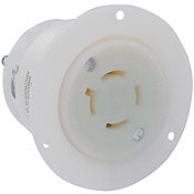 2416 - White Flanged Outlet, 3-Pole, 4-Wire, L14-20R, 20A 125/250V