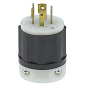 2421 Black Plug Locking 3-Pole 4-Wire 3-Phase L15-20P 20A 250V, C & I PLUGS AND CONNECTORS, Leviton - Maple Electric Supply 