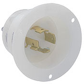 2425 White Inlet Flanged, 3-Pole 4-Wire, 3-Phase L15-20P, 20A 250V, C & I PLUGS AND CONNECTORS, Leviton - Maple Electric Supply 
