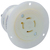 2426 White Flanged Outlet, 3-Pole 4-Wire, 3-Phase L15-20R, 20A 250V, C & I PLUGS AND CONNECTORS, Leviton - Maple Electric Supply 