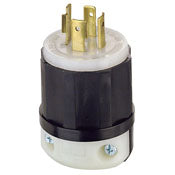 2441 Black 4-Pole 4-Wire 3-Phase Plug, 20A 120/208V Locking L18-20P, C & I PLUGS AND CONNECTORS, Leviton - Maple Electric Supply 