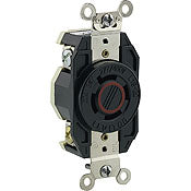 2450 Black Locking Receptacle, 4-Pole 4-Wire, 3-Phase L19-20, 20A, 277/480V, C & I PLUGS AND CONNECTORS, Leviton - Maple Electric Supply 