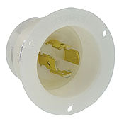 2455 White Inlet Flanged 4-Pole 4-Wire 3-Phase L19-20P 20A 277/480V, C & I PLUGS AND CONNECTORS, Leviton - Maple Electric Supply 