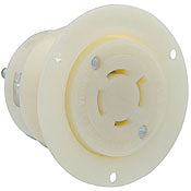2456 White Flanged Outlet, 4-Pole 4-Wire, 3-Phase, L19-20R, 20A 277/480V