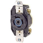2510 Black Receptacle Locking, 4-Pole 5-Wire, 3-Phase L21-20R, 20A 120/208V, C & I PLUGS AND CONNECTORS, Leviton - Maple Electric Supply 