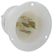 2515 White Inlet Flanged 4-Pole 5-Wire, 3-Phase L21-20P 20A 120/208V, C & I PLUGS AND CONNECTORS, Leviton - Maple Electric Supply 