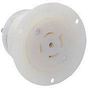 2516 White Outlet Flanged 4-Pole 5-Wire 3-Phase L21-20R 20A 120/208V, C & I PLUGS AND CONNECTORS, Leviton - Maple Electric Supply 