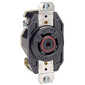 2520 Black Receptacle, Locking 4-Pole 5-Wire, 3-Phase L22-20R, 20A 277/480V, C & I PLUGS AND CONNECTORS, Leviton - Maple Electric Supply 