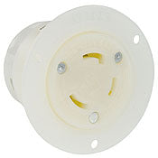 2616 White Flanged Outlet 2-Pole 3-Wire L5-30R 30A 125V, C & I PLUGS AND CONNECTORS, Leviton - Maple Electric Supply 