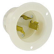 2645 White Inlet Flanged, 2-Pole 3-Wire, L8-30P, 30A 480VAC, C & I PLUGS AND CONNECTORS, Leviton - Maple Electric Supply 