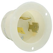 2655 White Inlet Flanged 2-Pole 3-Wire L9 30P 30A 600VAC, C & I PLUGS AND CONNECTORS, Leviton - Maple Electric Supply 