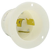 2675 White Inlet Flanged 3-Pole 3-Wire 3-Phase L11 30P 30A 250V, C & I PLUGS AND CONNECTORS, Leviton - Maple Electric Supply 