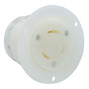 2676 White Outlet Flanged 3-Pole 3-Wire 3-Phase L11-30R 30A 250V, C & I PLUGS AND CONNECTORS, Leviton - Maple Electric Supply 