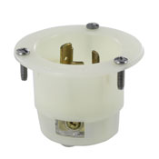 2695 White Inlet Flanged 3-Pole 3-Wire 3-Phase L13-30P 30A 600V, C & I PLUGS AND CONNECTORS, Leviton - Maple Electric Supply 
