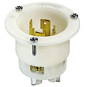 2715 White Inlet Flanged 3-Pole 4-Wire L14-30P 30A 125/250V, C & I PLUGS AND CONNECTORS, Leviton - Maple Electric Supply 