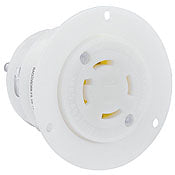2716 White Flanged Outlet, 3-Pole 4-Wire L14-30R, 30A 125/250V, C & I PLUGS AND CONNECTORS, Leviton - Maple Electric Supply 