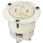 2736 White Flanged Outlet, 3-Pole 4-Wire, 3-Phase L16-30R, 30A 480V