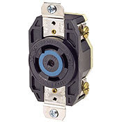 2810 Black Single Locking Ground Receptacle, 4-Pole, 5-Wire, 30A 120/208V, C & I PLUGS AND CONNECTORS, Leviton - Maple Electric Supply 
