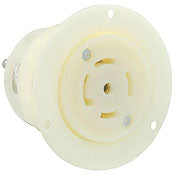 2836 White Flanged Outlet - 4 Pole, 5 Wire, 3 Phase, L23-30R, 30A 347/600V