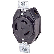 3330 Black Receptacle, Locking Single, 3-Pole 3-Wire, Non-NEMA 30A 125/250V, C & I PLUGS AND CONNECTORS, Leviton - Maple Electric Supply 