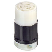 3723 Black Connector - Locking 2-Pole 3-Wire L24 20R 20A 347VAC, C & I PLUGS AND CONNECTORS, Leviton - Maple Electric Supply 