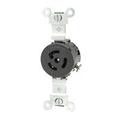 4560 Black Locking Receptacle, Single 2-Pole 3-Wire, L6-15, 15A 250V