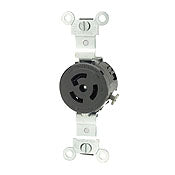 4710 Black Receptacle Locking Single 2-Pole 3-Wire L5-15 15A 125V, C & I PLUGS AND CONNECTORS, Leviton - Maple Electric Supply 