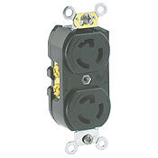 4750 Black Locking Duplex Receptacle, 2-Pole 3-Wire, L7-15, 15A 277V
