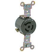 4870 Black Receptacle Locking Single 3-Pole 3-Wire L11-15 15A 250V, C & I PLUGS AND CONNECTORS, Leviton - Maple Electric Supply 